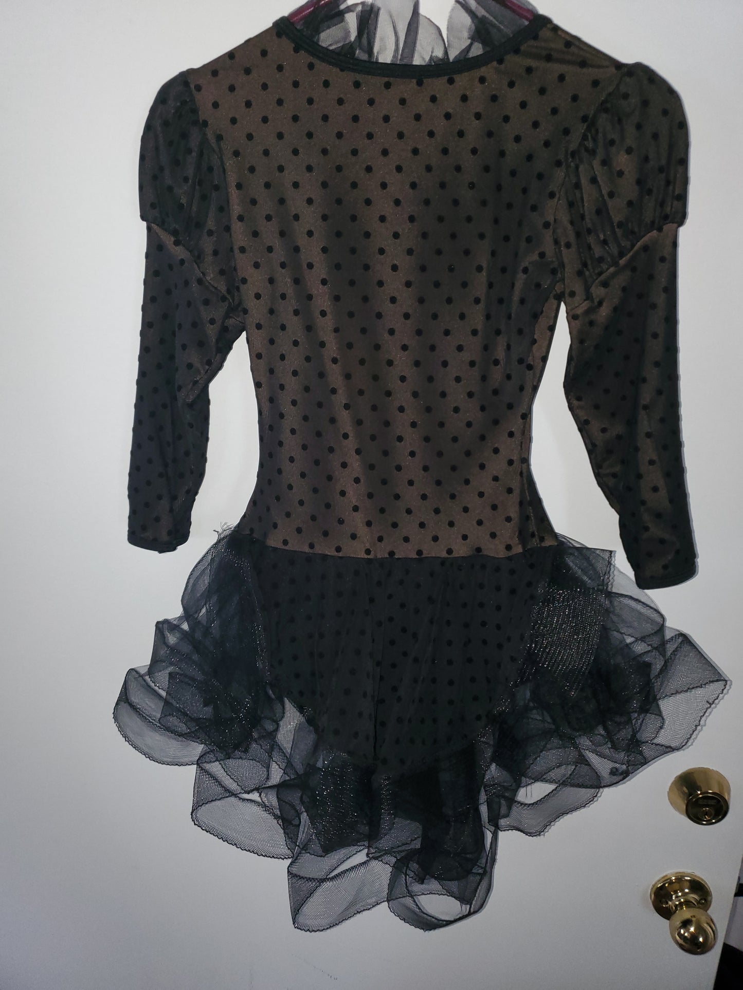 Black Velvet Polka Dot Ballet/Jazz/Musical Theater Costume - Curtain Call sz ASM