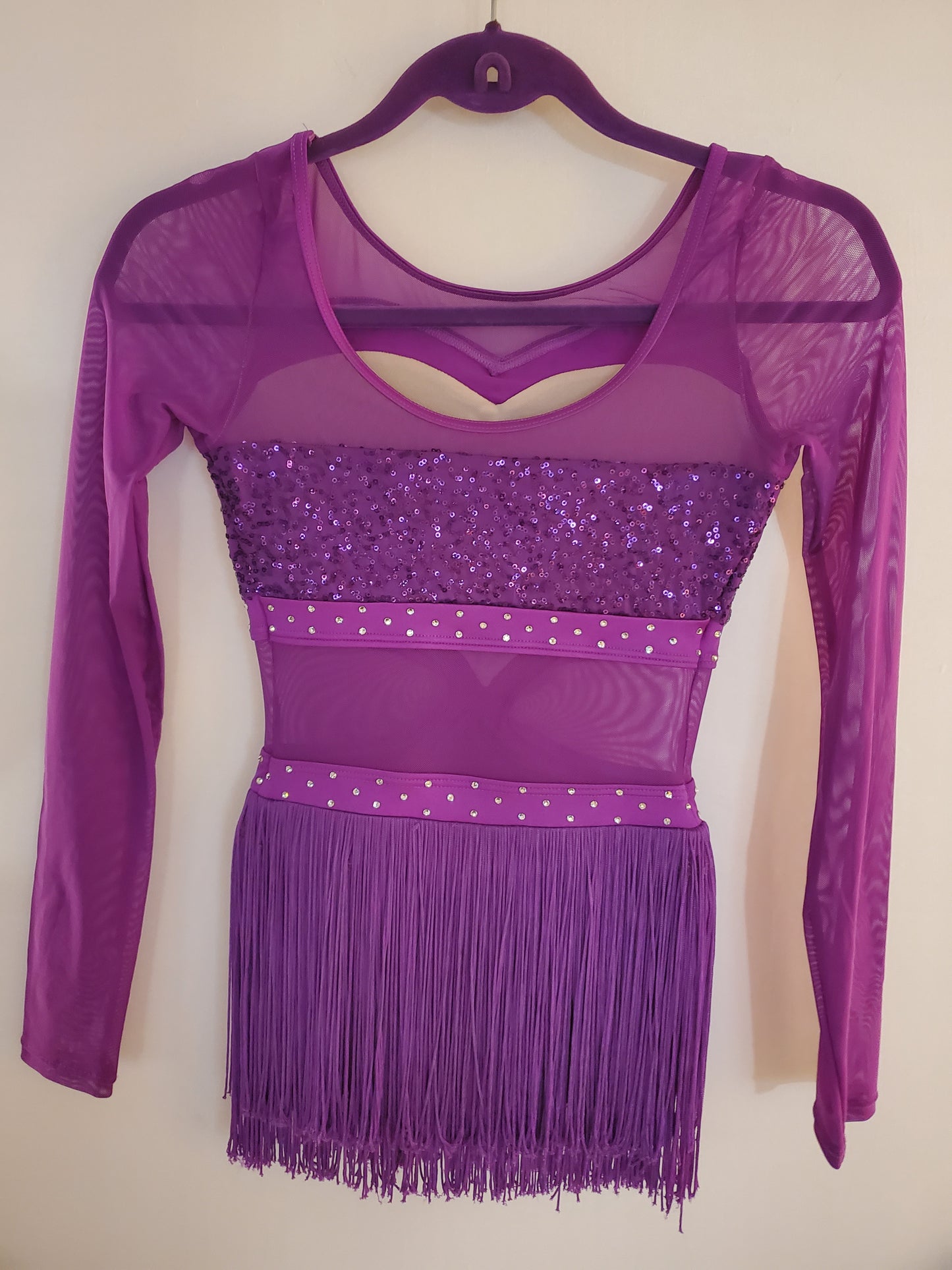 Purple Fringe Jazz/Musical Theater Weissman Costume & Hairpiece - sz XS Adult