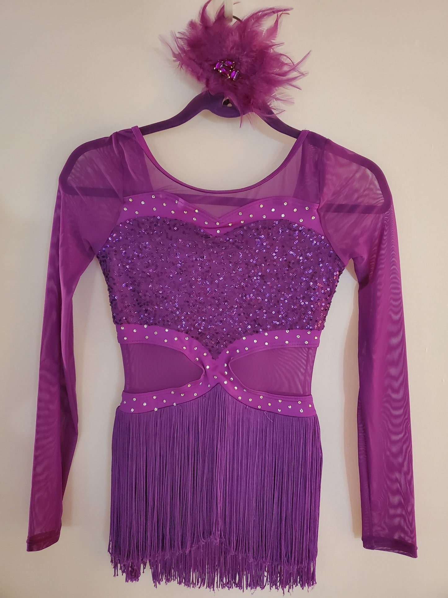 Purple Fringe Jazz/Musical Theater Weissman Costume & Hairpiece - sz XS Adult