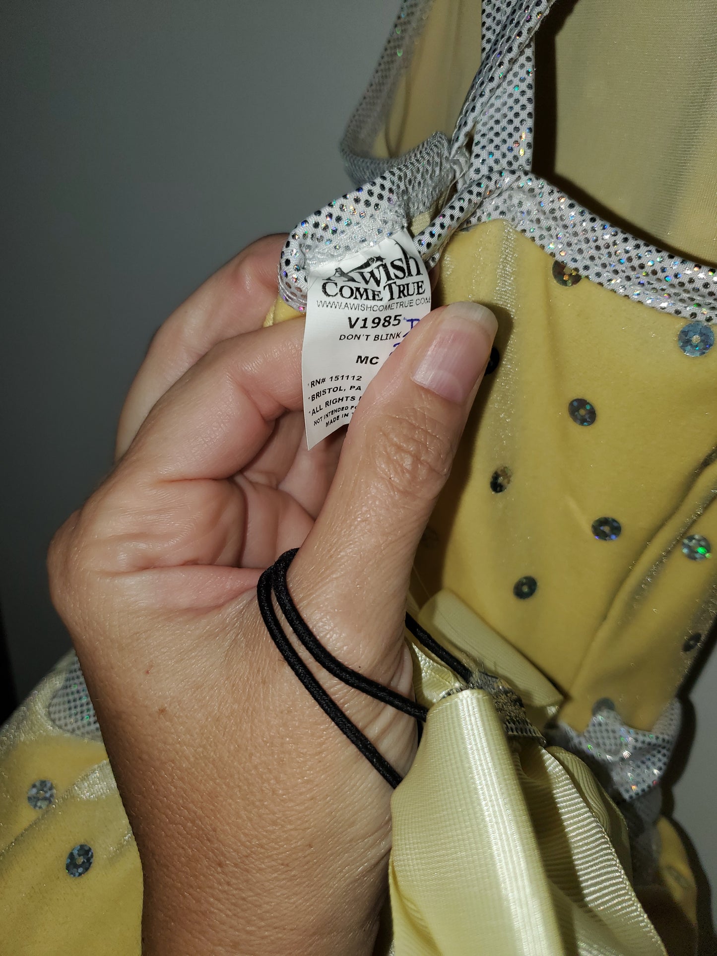 Yellow/silver Velvet/sequin tap/jazz/musical theater Costume with Hair or Shoe Bows - A Wish Come True sz MC