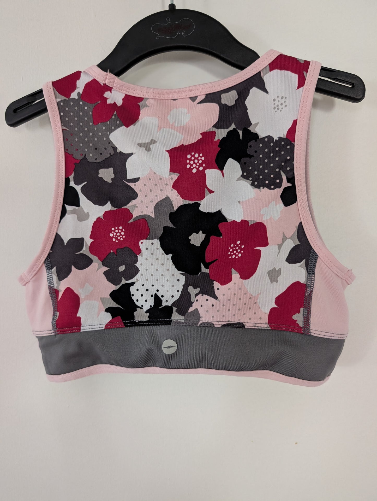 Gray/Pink/Red/Black Floral Dance Top Sports Bra - Avia sz 10-12 Girls