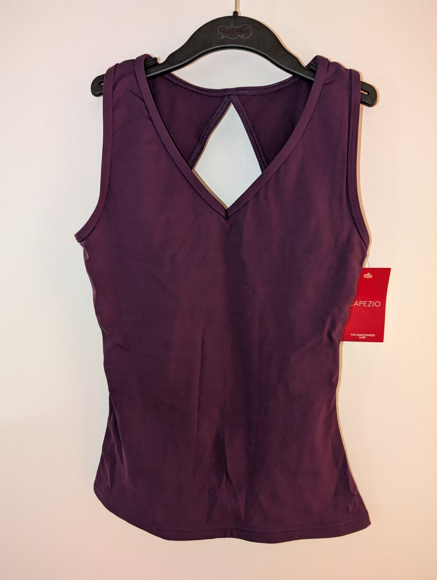 *NWT* Plum Purple Lined Cut-out Back Tank Top - Capezio sz L
