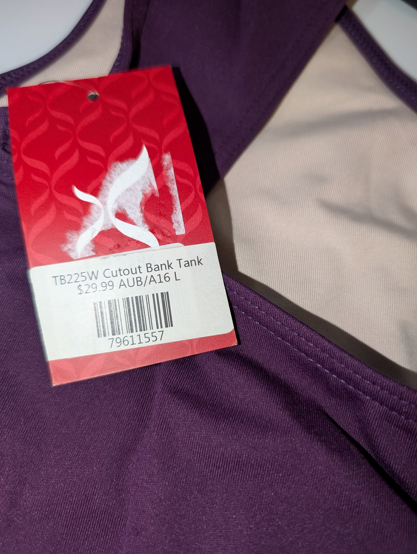 *NWT* Plum Purple Lined Cut-out Back Tank Top - Capezio sz L