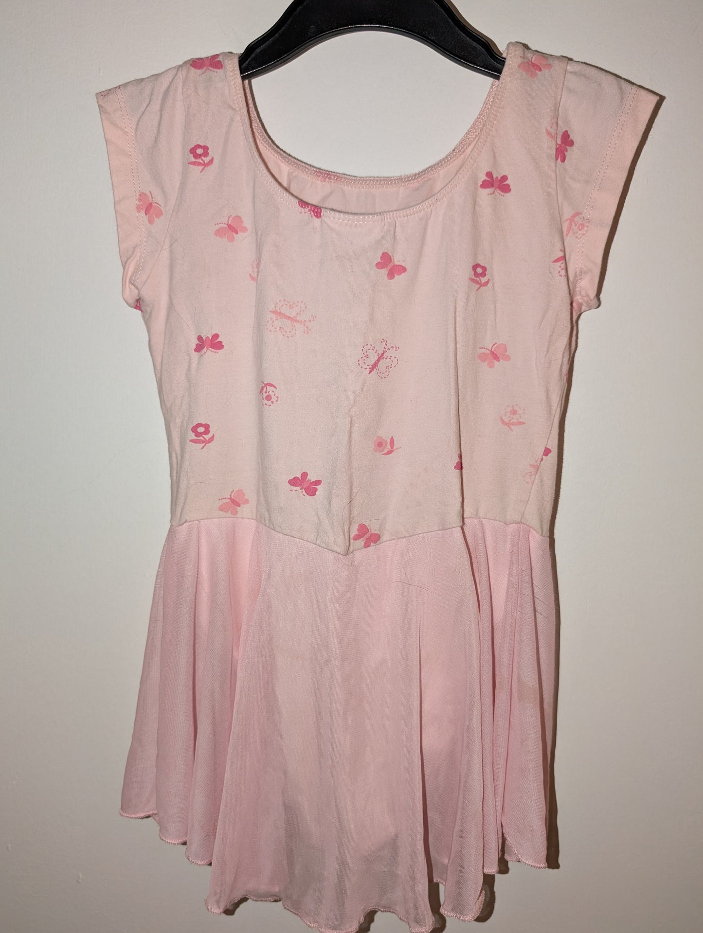 Pink Butterfly/Flower Leotard with Skirt - sz 7/8 girls