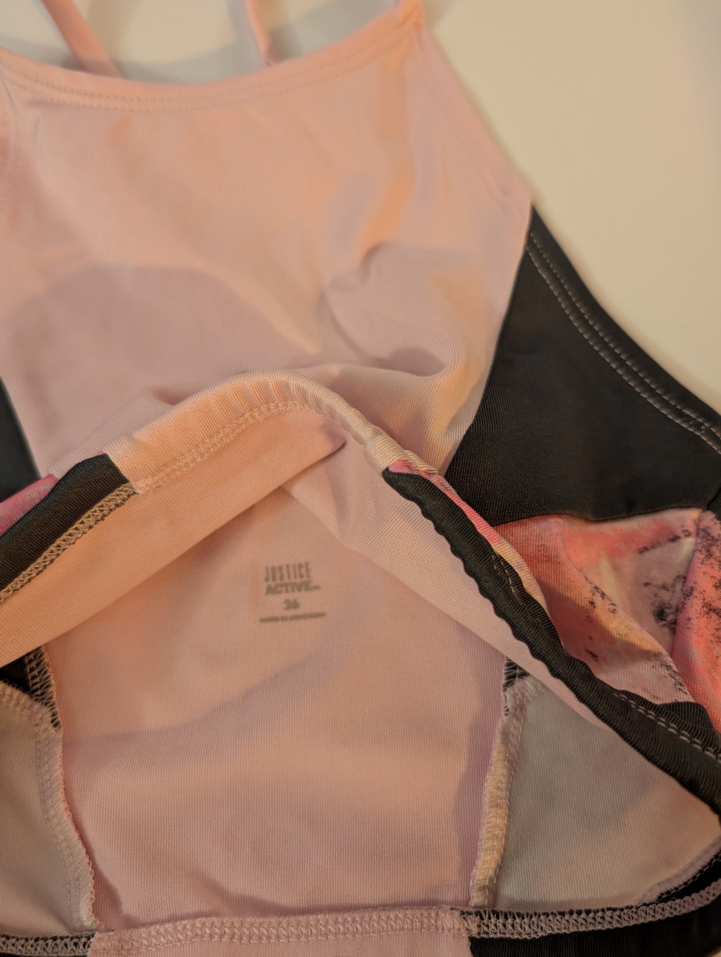 Light Pink/Gray Dance Crop Top - Justice sz 26
