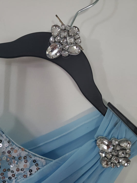 Light Blue/Silver Sequin Revolution Lyrical/Jazz/Musical Theater Costume with Hairpiece - sz Child Medium