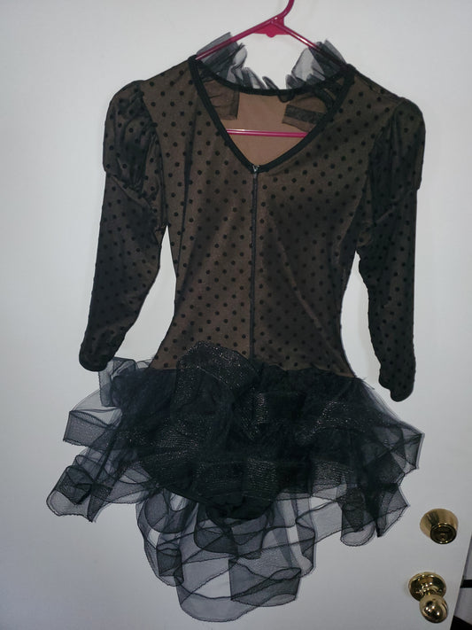 Black Velvet Polka Dot Ballet/Jazz/Musical Theater Costume - Curtain Call sz ASM