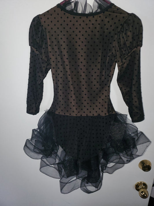 Black Velvet Polka Dot Ballet/Jazz/Musical Theater Costume - Curtain Call sz ASM