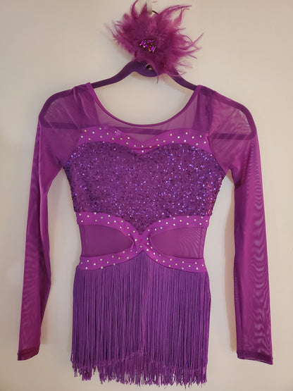 Purple Fringe Jazz/Musical Theater Weissman Costume & Hairpiece - sz XS Adult
