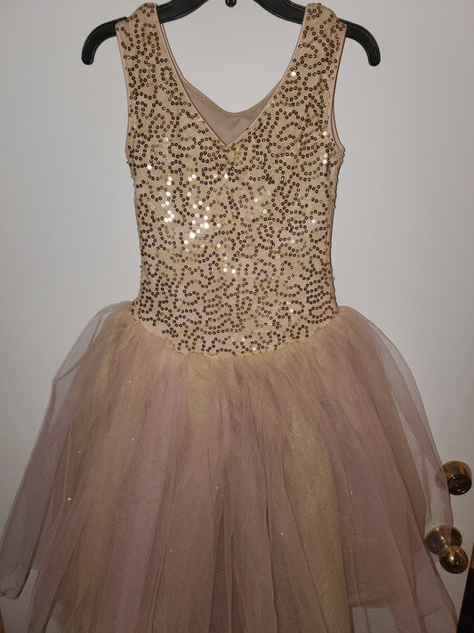 Pink/Gold Sequin Glitter Ballet/Musical Theater Costume Weissman sz LC