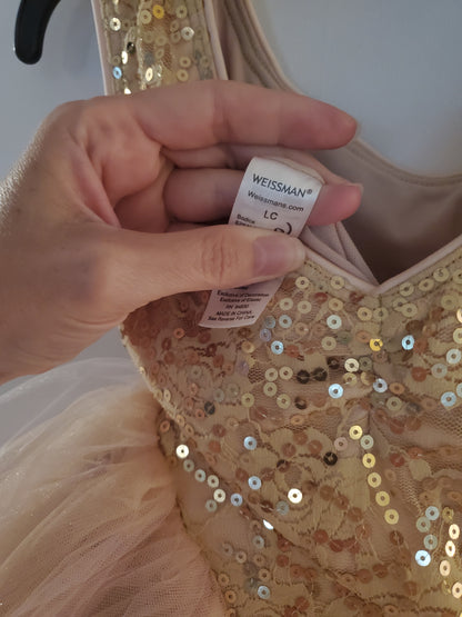 Pink/Gold Sequin Glitter Ballet/Musical Theater Costume Weissman sz LC
