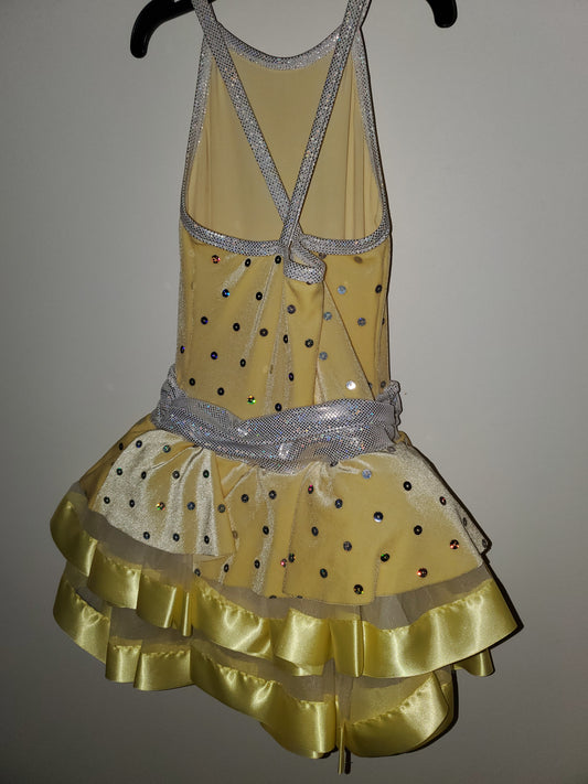Yellow/silver Velvet/sequin tap/jazz/musical theater Costume with Hair or Shoe Bows - A Wish Come True sz MC