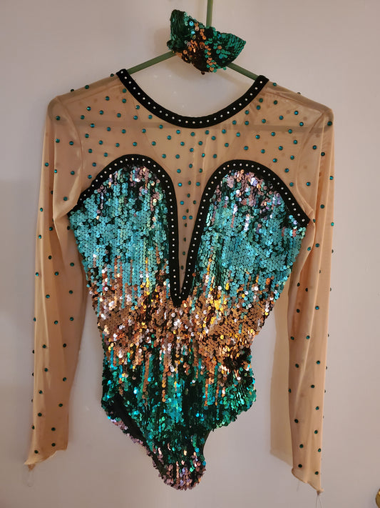 Green/Gold Sequin Jazz/Musical Theater Costume - Glamour sz MA