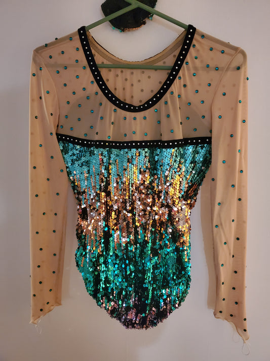Green/Gold Sequin Jazz/Musical Theater Costume - Glamour sz MA