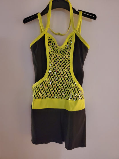 Black/Yellow Jumpsuit Costume w/ Headband - Wish Come True sz LC