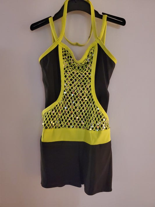 Black/Yellow Jumpsuit Costume w/ Headband - Wish Come True sz LC