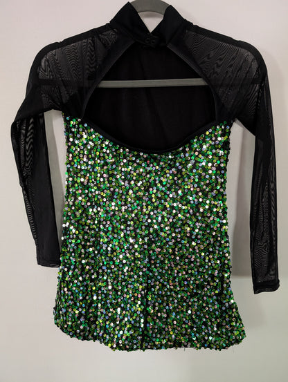 Green/Black Sequin Dress Musical Theater/Jazz Costume - Weissman sz LC