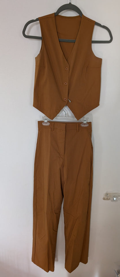 Light Brown Vest/Pants Contemporary/Tap/Modern Dance Costume - Weissman sz XSA