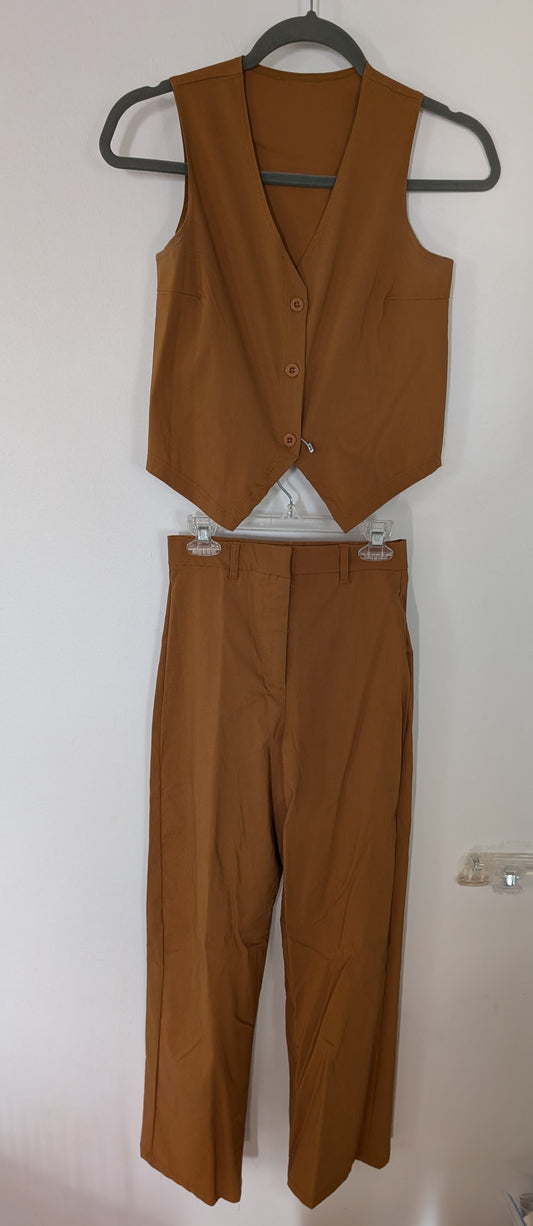 Light Brown Vest/Pants Contemporary/Tap/Modern Dance Costume - Weissman sz XSA
