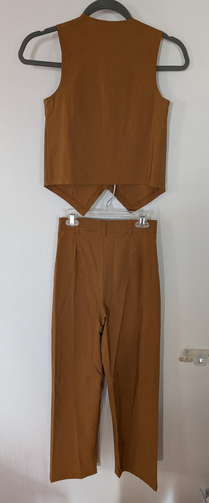Light Brown Vest/Pants Contemporary/Tap/Modern Dance Costume - Weissman sz XSA