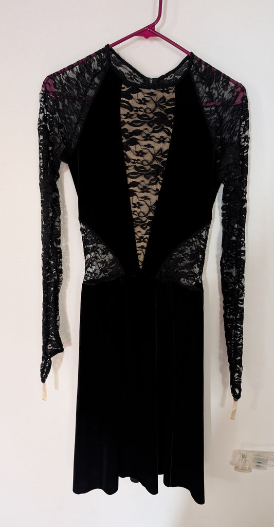Black Velvet/Lace Ballet/Contemporary/Musical Theater Costume - Kelle sz Small Adult