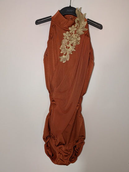 Dusty Orange/Gold Applique Contemporary/Lyrical Costume - Kelle sz Small Adult