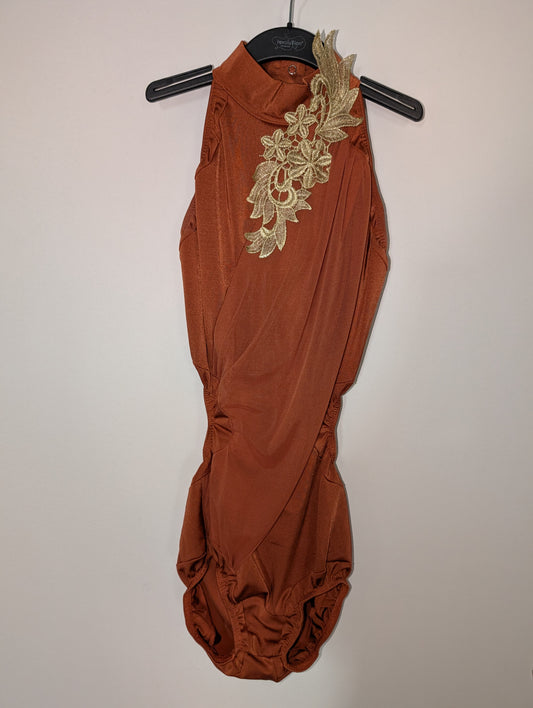 Dusty Orange/Gold Applique Contemporary/Lyrical Costume - Kelle sz Small Adult