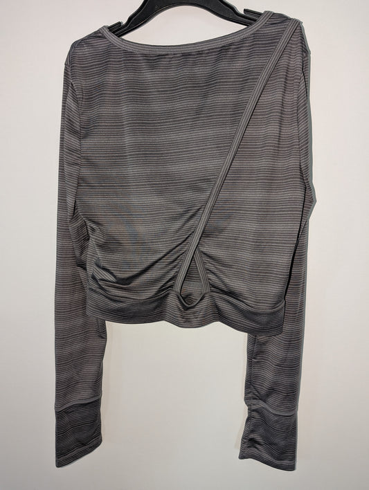 Gray Striped Long Sleeve with Thumbholes Shirt - Danskin sz S