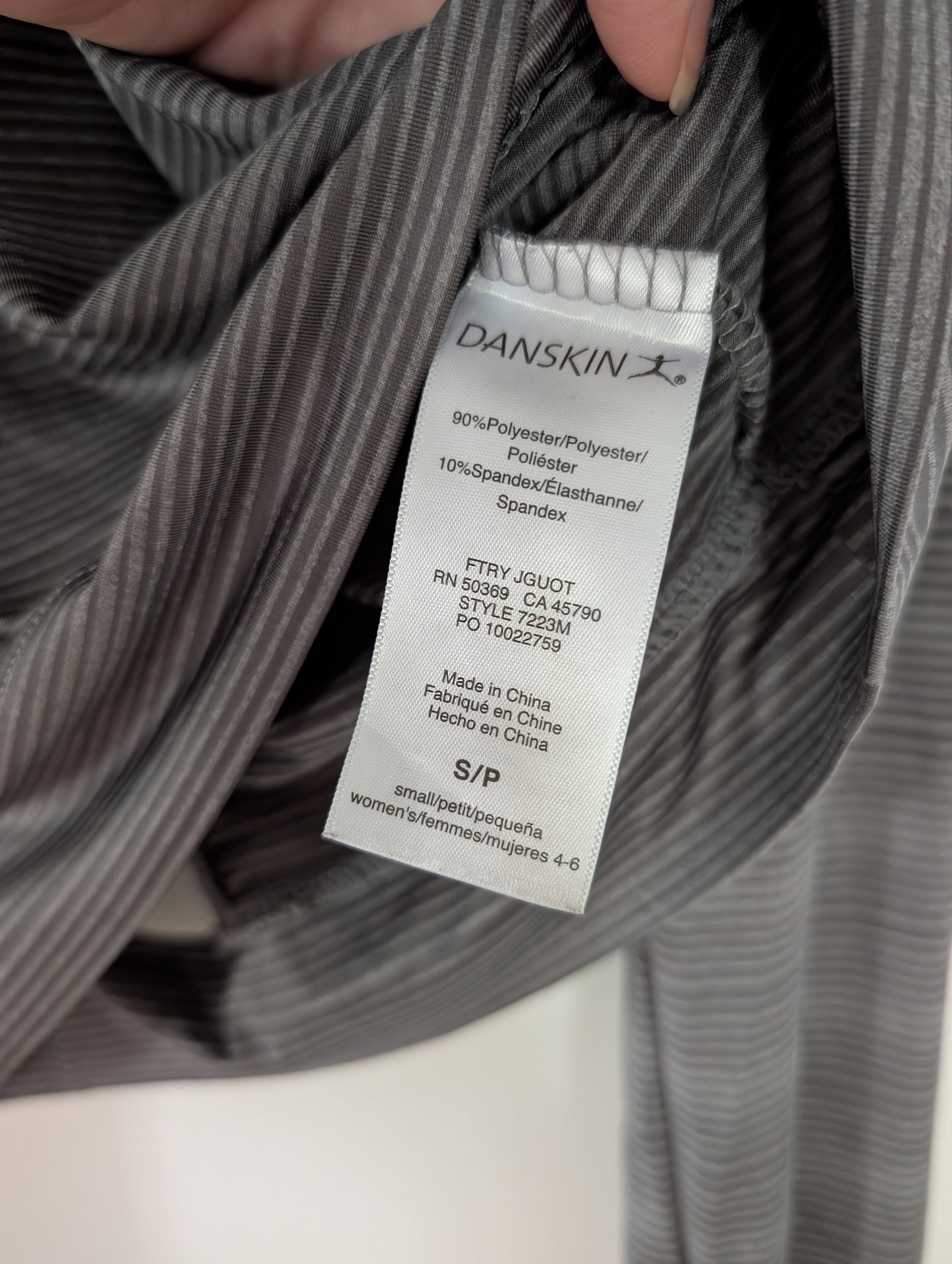 Gray Striped Long Sleeve with Thumbholes Shirt - Danskin sz S