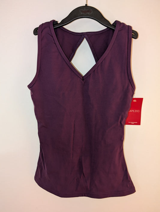 *NWT* Plum Purple Lined Cut-out Back Tank Top - Capezio sz L