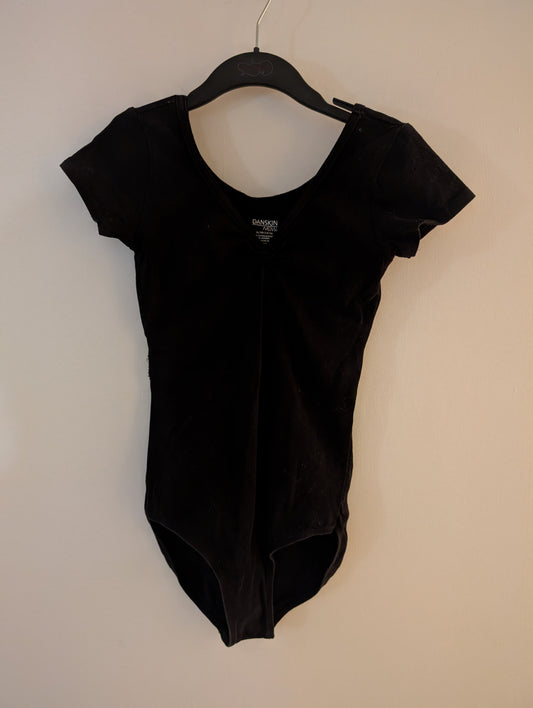 Black Short Sleeve Leotard - Danskin sz girls 14/16* taken in 2" in width*