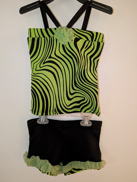 Green/Black Cute Ruffle 2-piece Set - sz S/M girls