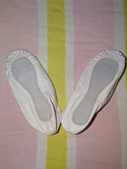 White Leather-style Full-sole Ballet Shoes - Theatricals sz 1.5 kids