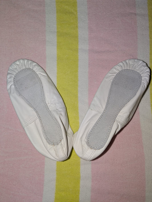 White Leather-style Full-sole Ballet Shoes - Theatricals sz 1.5 kids