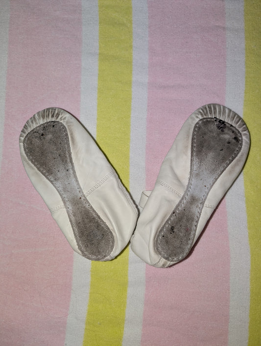 Capezio White Leather Full-sole Ballet Shoes - sz 2 kids