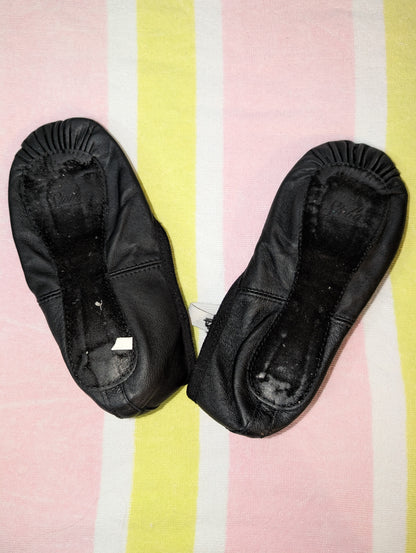 Black with White Elastics Leather Ballet Shoes - sz 3 kids
