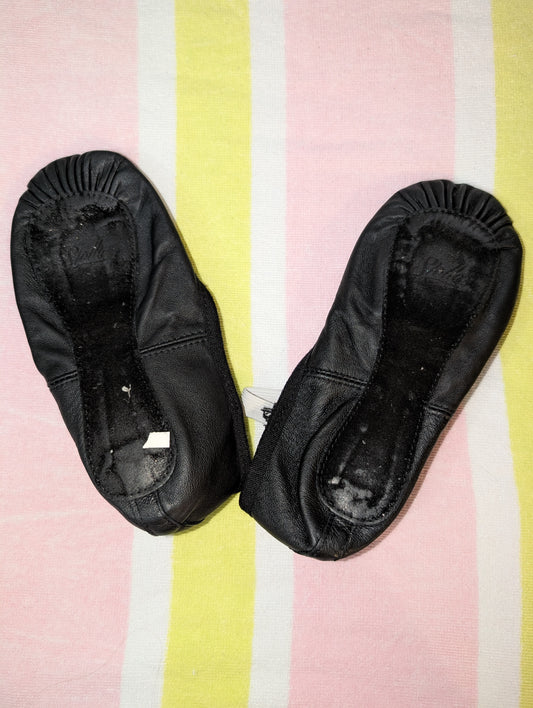 Black with White Elastics Leather Ballet Shoes - sz 3 kids
