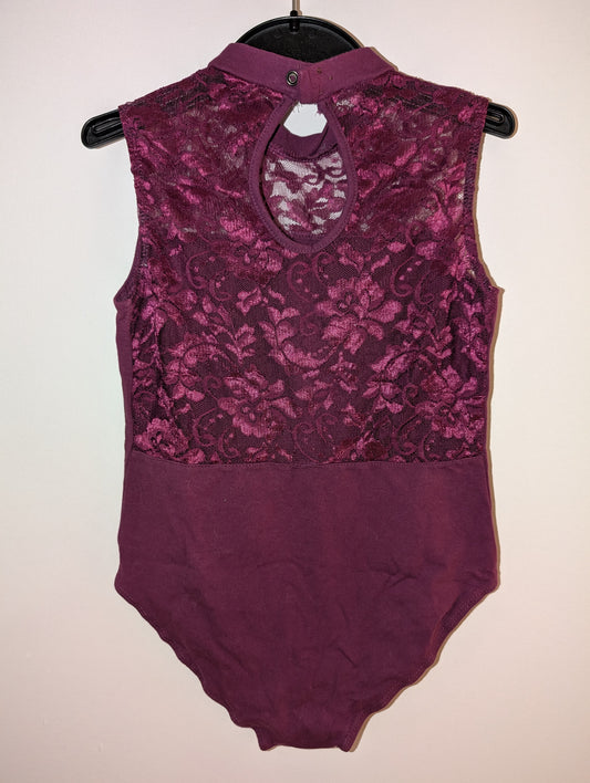 Purple Lace Top Leotard - sz "XL" kids  *runs small*