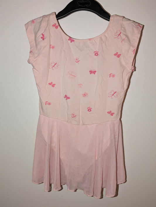 Pink Butterfly/Flower Leotard with Skirt - sz 7/8 girls