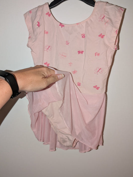 Pink Butterfly/Flower Leotard with Skirt - sz 7/8 girls