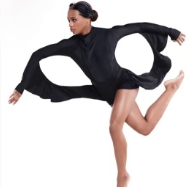 Black Dramatic-armed Contemporary/Musical Theater Costume w/ Feather Hair Pieces - tenth house sz PA