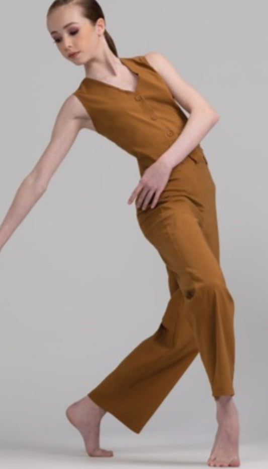 Light Brown Vest/Pants Contemporary/Tap/Modern Dance Costume - Weissman sz XSA