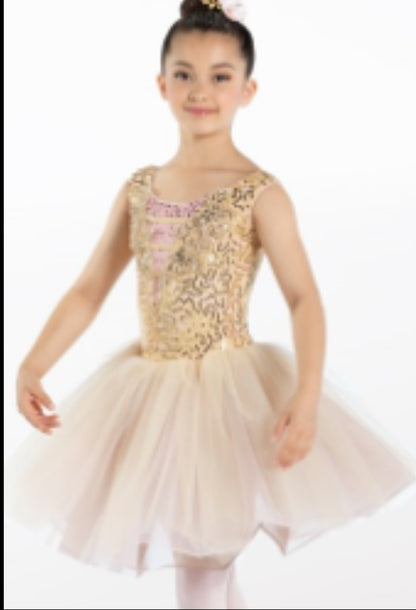 Pink/Gold Sequin Glitter Ballet/Musical Theater Costume Weissman sz LC