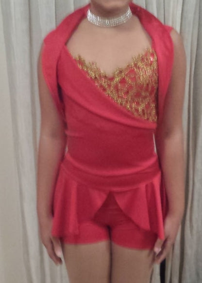 Red/Gold Regal Jazz/Musical Theater/Contemporary Costume - Kelle sz Teen