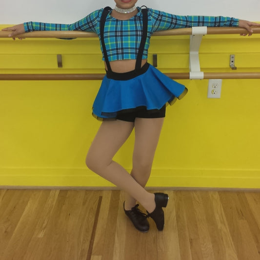 Blue Plaid Cross-back Skirt Tap/Musical Theater/Jazz Costume - Kelle sz Teen